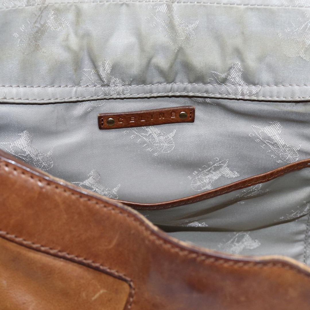 Celine Shoulder Bag Leather Brown  hk1239