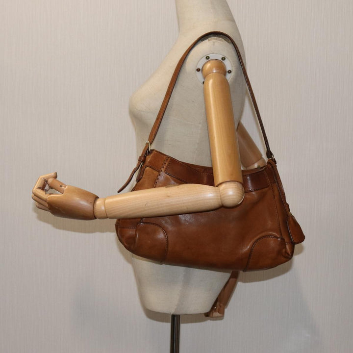 Celine Shoulder Bag Leather Brown  hk1239