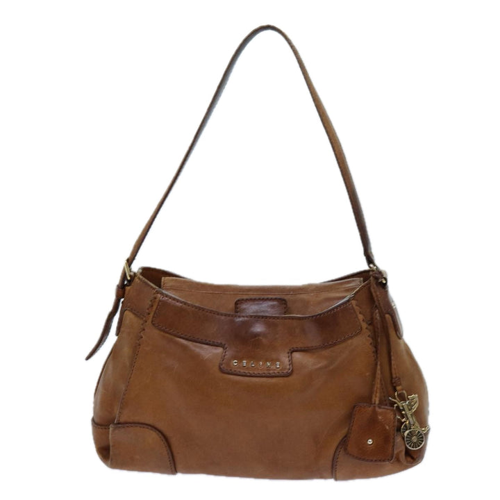 Celine Shoulder Bag Leather Brown  hk1239