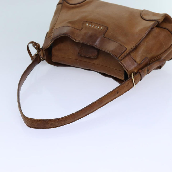 Celine Shoulder Bag Leather Brown  hk1239