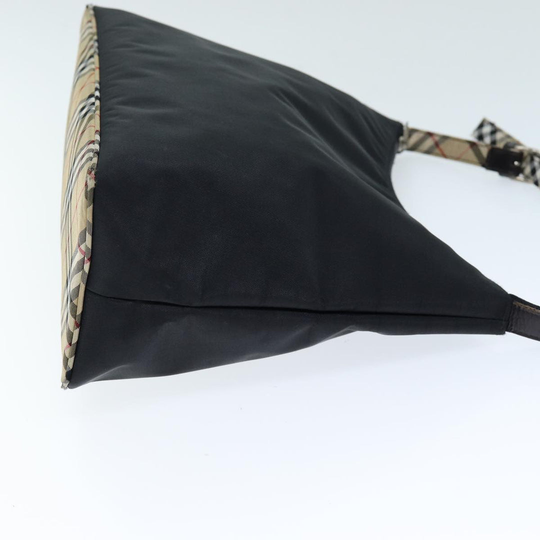 Burberry Nova Check Shoulder Bag Nylon Black Beige Auth hk1319