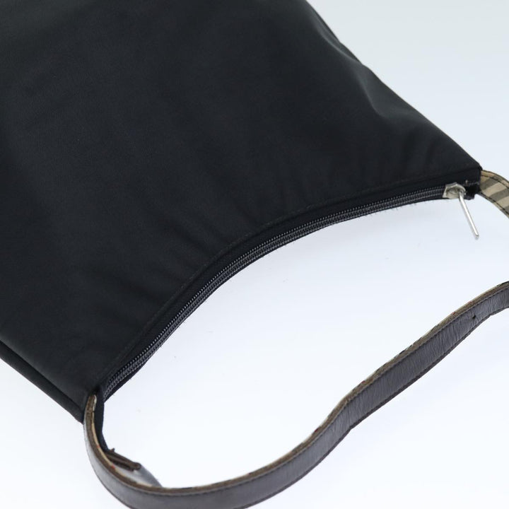 Burberry Nova Check Shoulder Bag Nylon Black Beige Auth hk1319