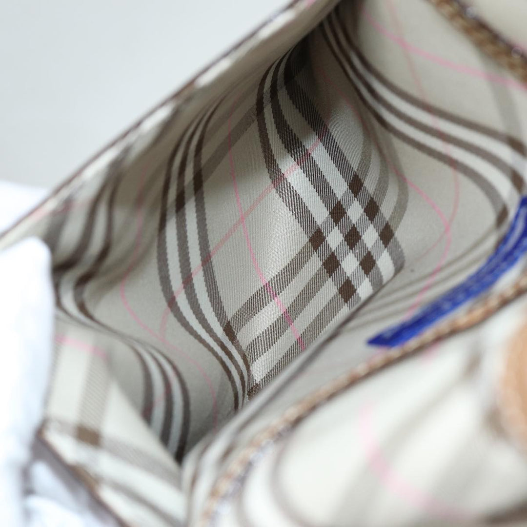 Burberry Nova Check Reversible Tote Bag Nylon Beige Auth hk1321