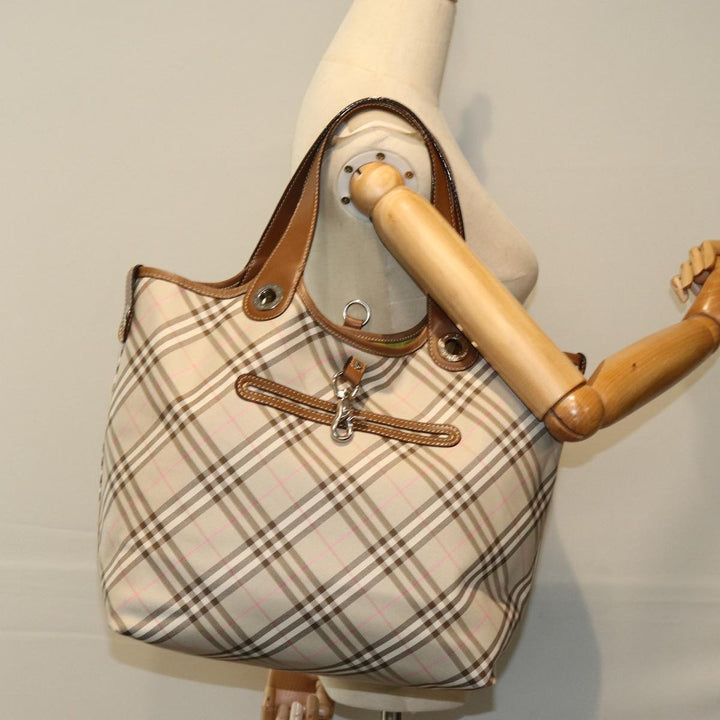 Burberry Nova Check Reversible Tote Bag Nylon Beige Auth hk1321
