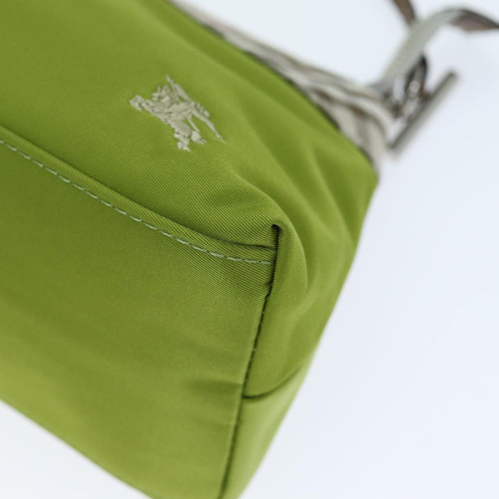 Burberry Nova Check Accessory Pouch Nylon Beige Green Auth hk1323