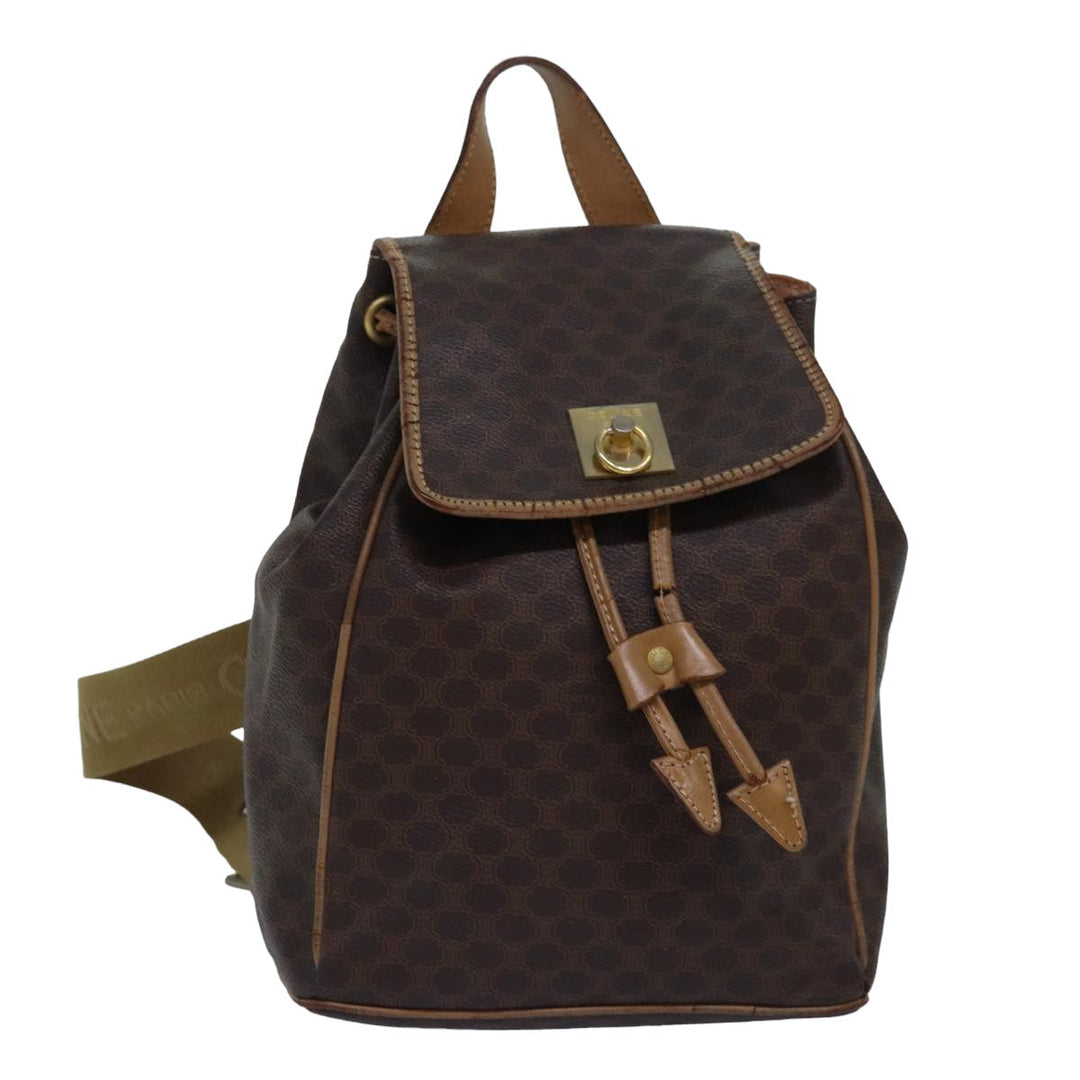 Top Quality Celine Macadam Canvas Backpack PVC Brown Auth hk1383