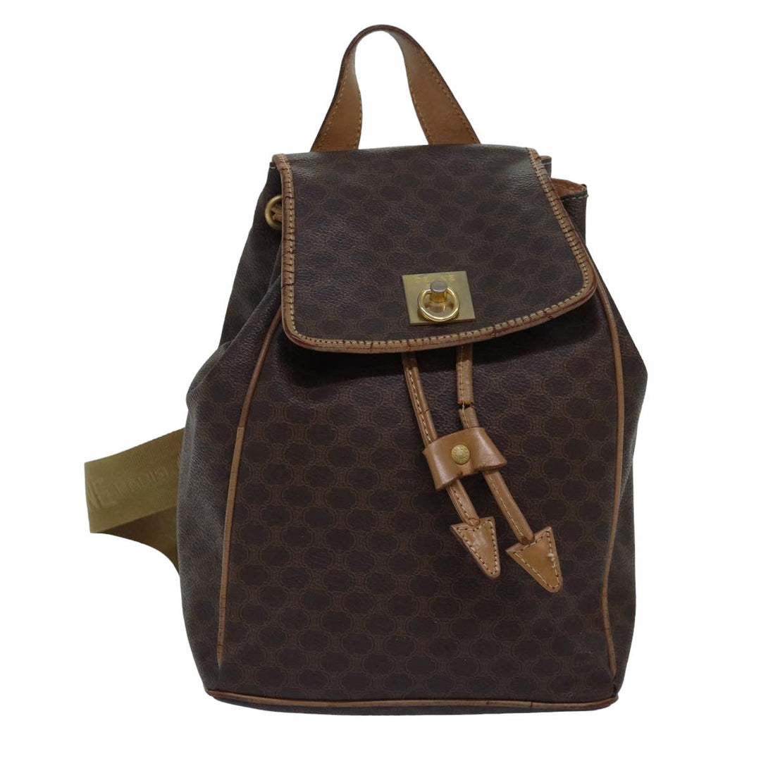 Top Quality Celine Macadam Canvas Backpack PVC Brown Auth hk1383