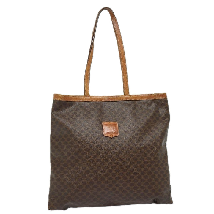 Celine Macadam Canvas Tote Bag PVC Leather Brown Auth hk1430