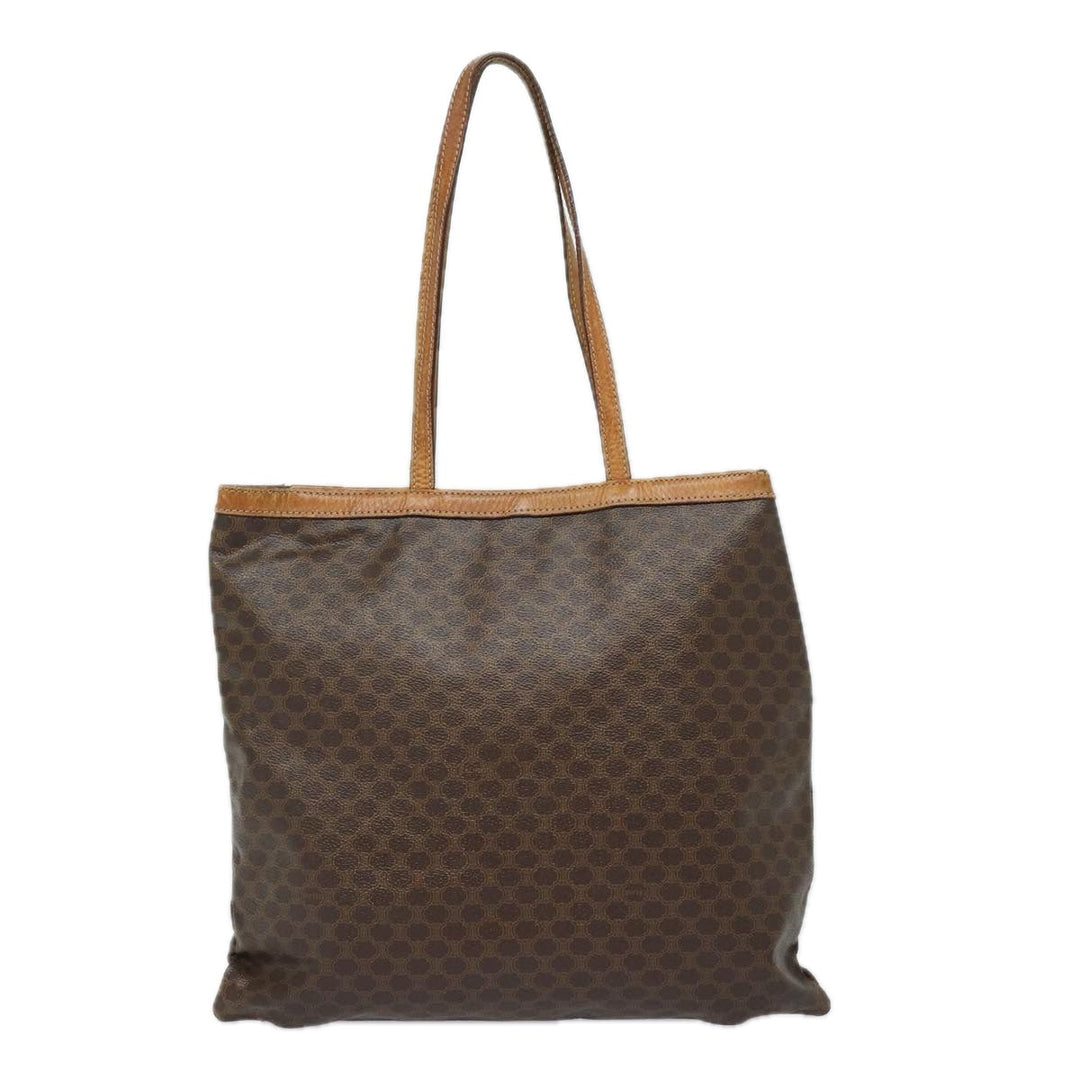 Celine Macadam Canvas Tote Bag PVC Leather Brown Auth hk1430
