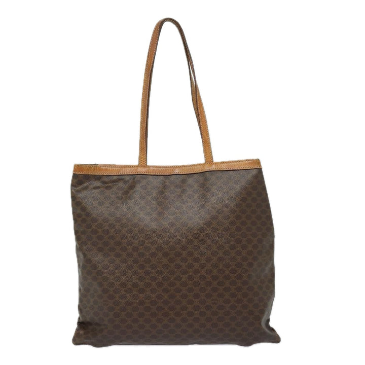 Celine Macadam Canvas Tote Bag PVC Leather Brown Auth hk1430