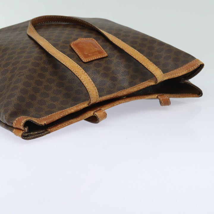 Celine Macadam Canvas Tote Bag PVC Leather Brown Auth hk1430