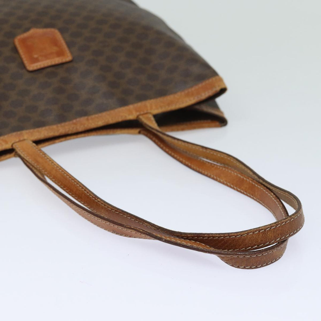 Celine Macadam Canvas Tote Bag PVC Leather Brown Auth hk1430