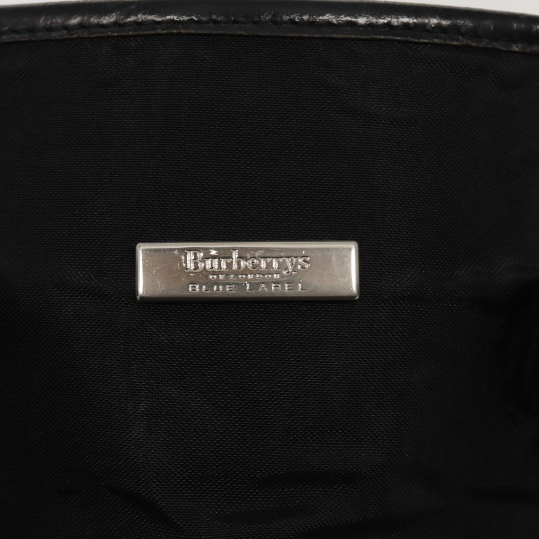 BurberrySs Nova Check Blue Label Tote Bag Nylon Beige Black Auth hk1462