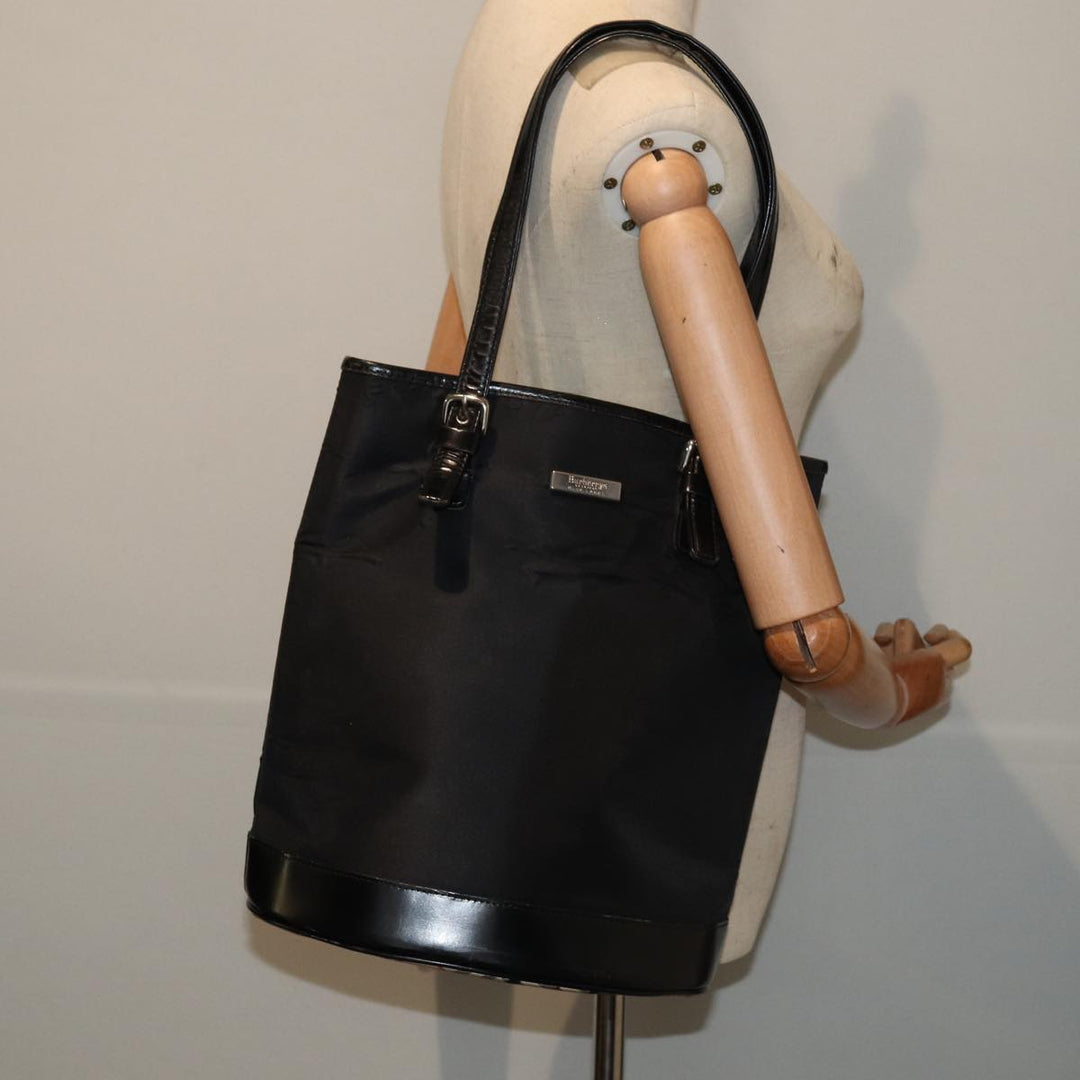 BurberrySs Nova Check Blue Label Tote Bag Nylon Beige Black Auth hk1462
