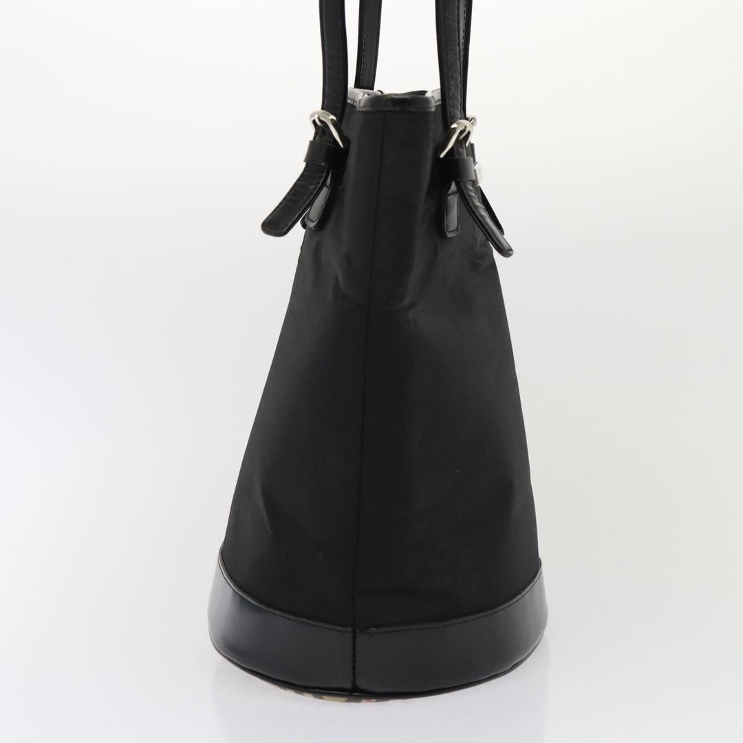BurberrySs Nova Check Blue Label Tote Bag Nylon Beige Black Auth hk1462