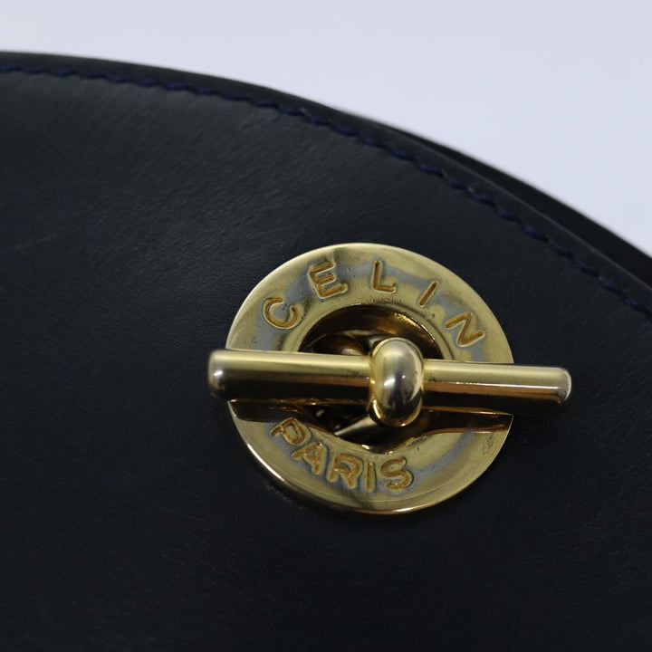 Celine Shoulder Bag Leather Navy Auth hk1496