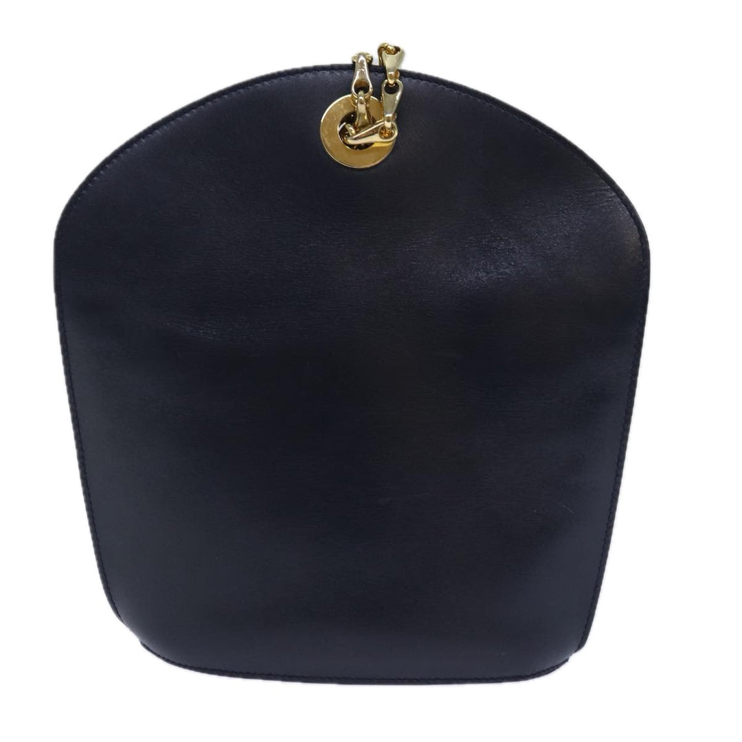 Celine Shoulder Bag Leather Navy Auth hk1496