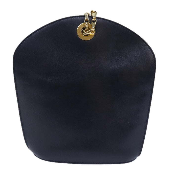 Celine Shoulder Bag Leather Navy Auth hk1496