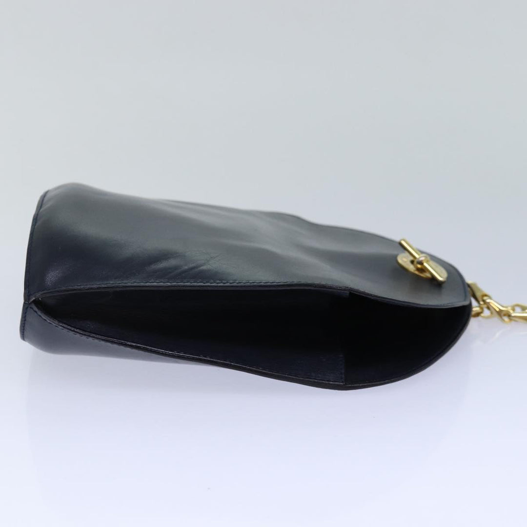 Celine Shoulder Bag Leather Navy Auth hk1496
