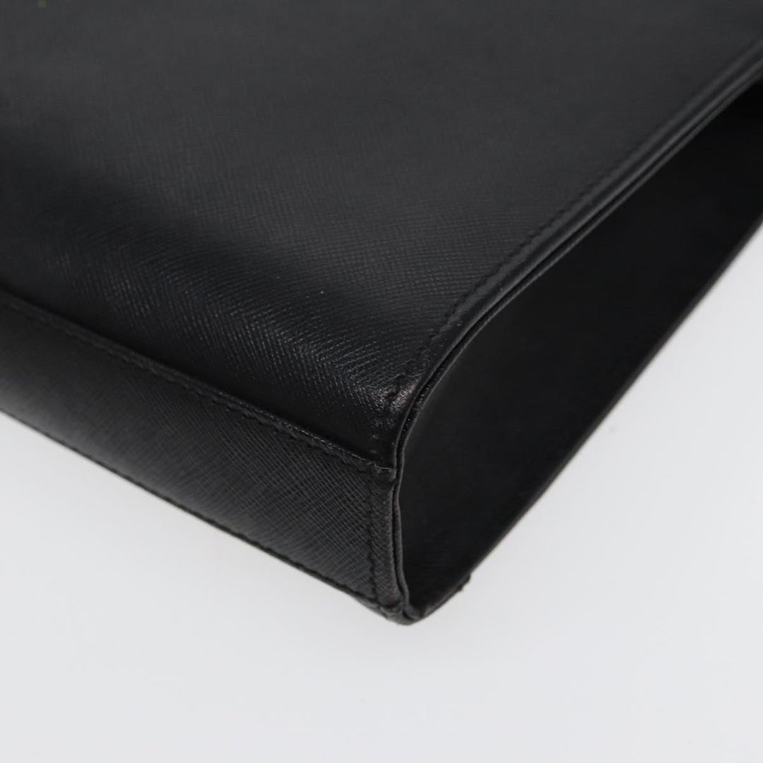 Burberry Clutch Bag Leather Black Auth hk1528