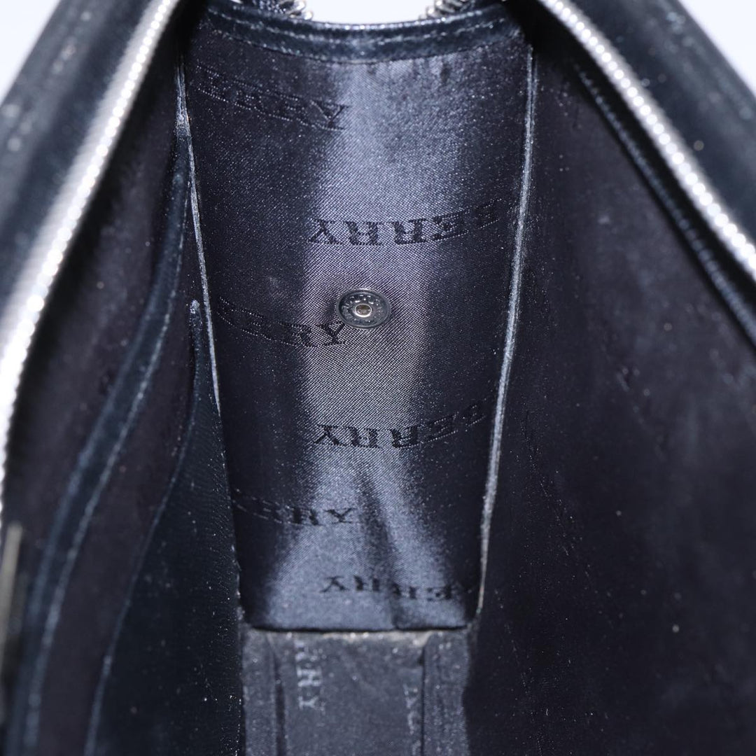 Burberry Clutch Bag Leather Black Auth hk1528