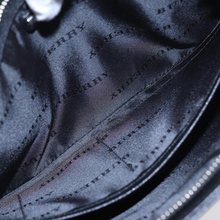 Burberry Clutch Bag Leather Black Auth hk1528