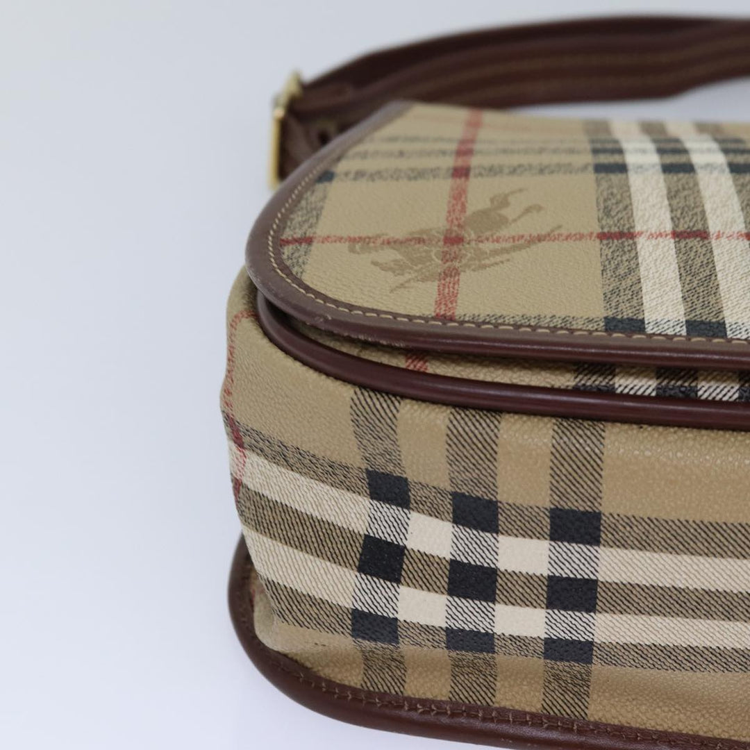 BurberrySs Nova Check Shoulder Bag PVC Leather Beige Auth hk1529