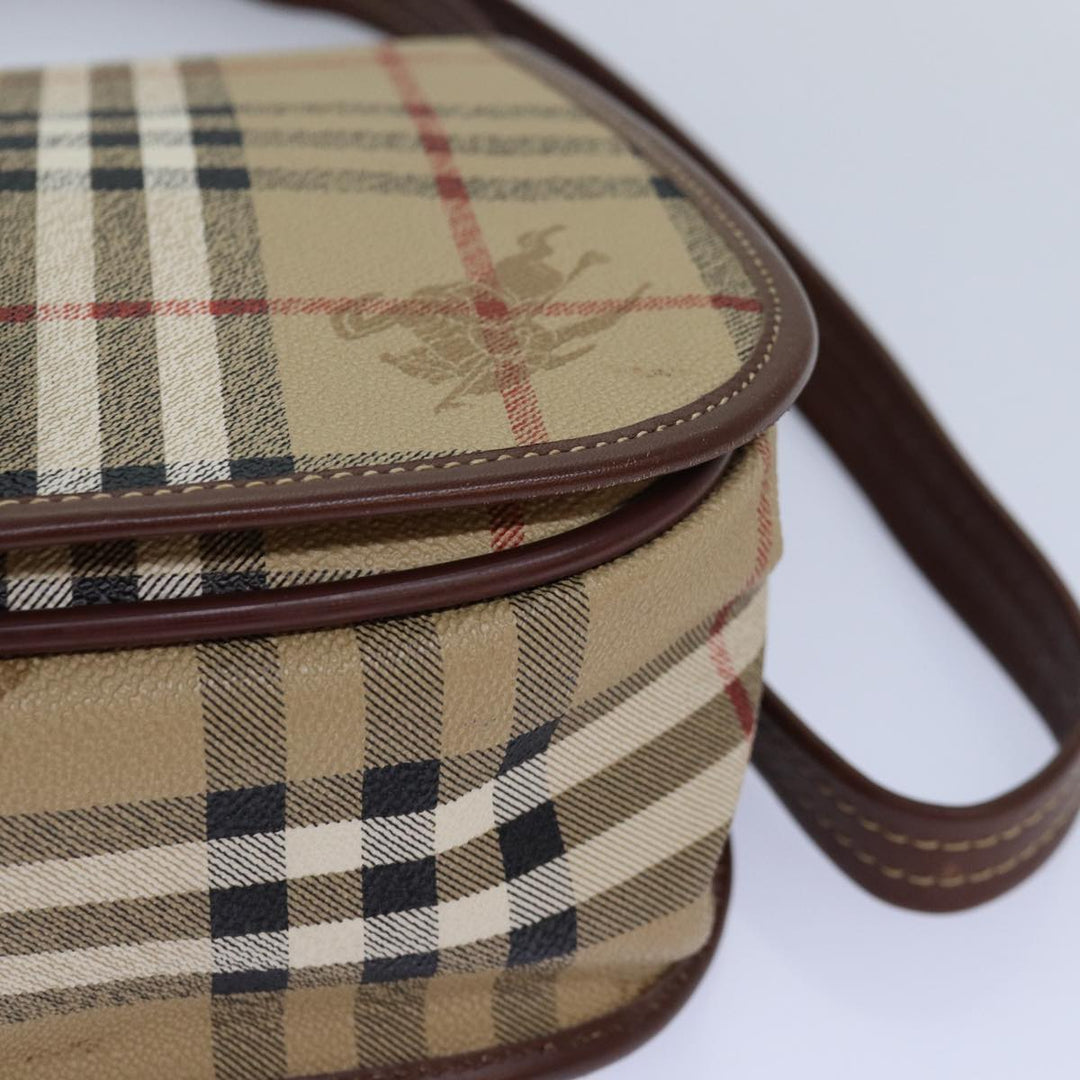 BurberrySs Nova Check Shoulder Bag PVC Leather Beige Auth hk1529