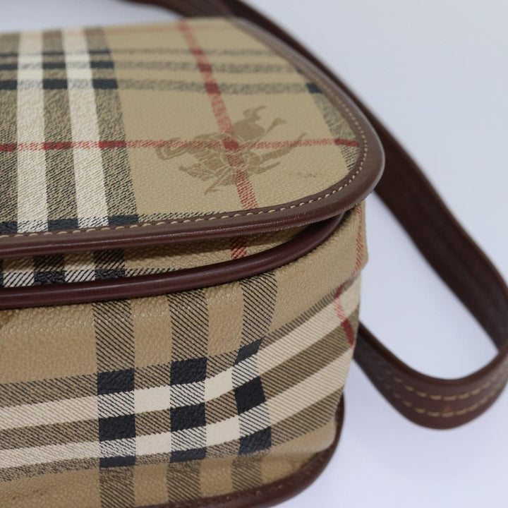 BurberrySs Nova Check Shoulder Bag PVC Leather Beige Auth hk1529