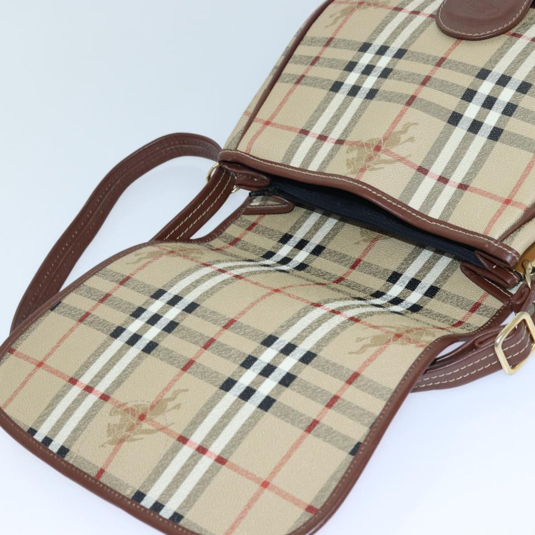 BurberrySs Nova Check Shoulder Bag PVC Leather Beige Auth hk1529