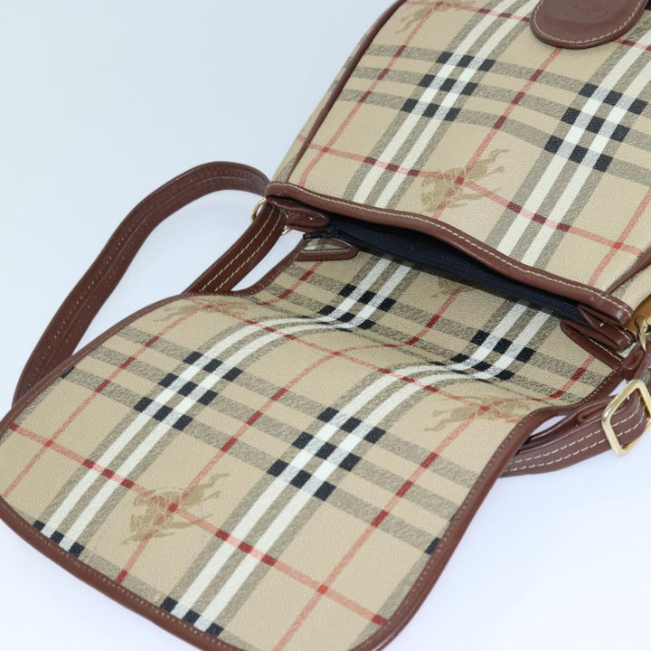 BurberrySs Nova Check Shoulder Bag PVC Leather Beige Auth hk1529