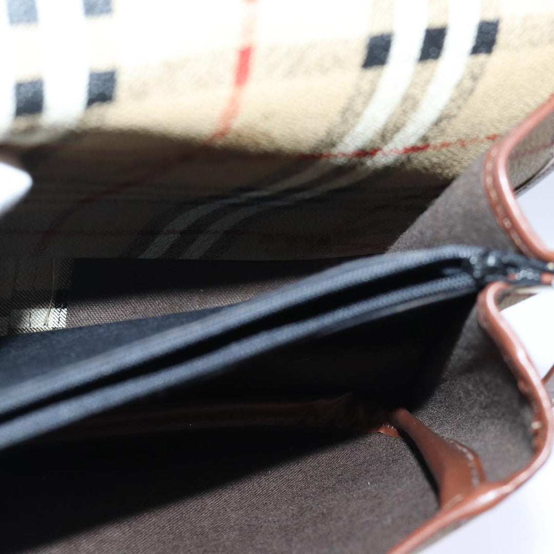 BurberrySs Nova Check Shoulder Bag PVC Leather Beige Auth hk1529