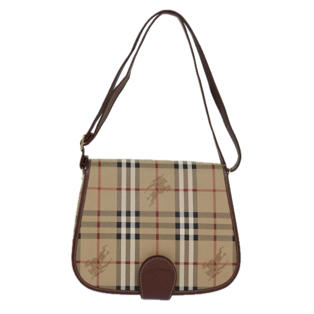BurberrySs Nova Check Shoulder Bag PVC Leather Beige Auth hk1529