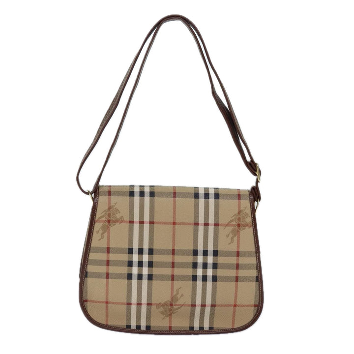 BurberrySs Nova Check Shoulder Bag PVC Leather Beige Auth hk1529