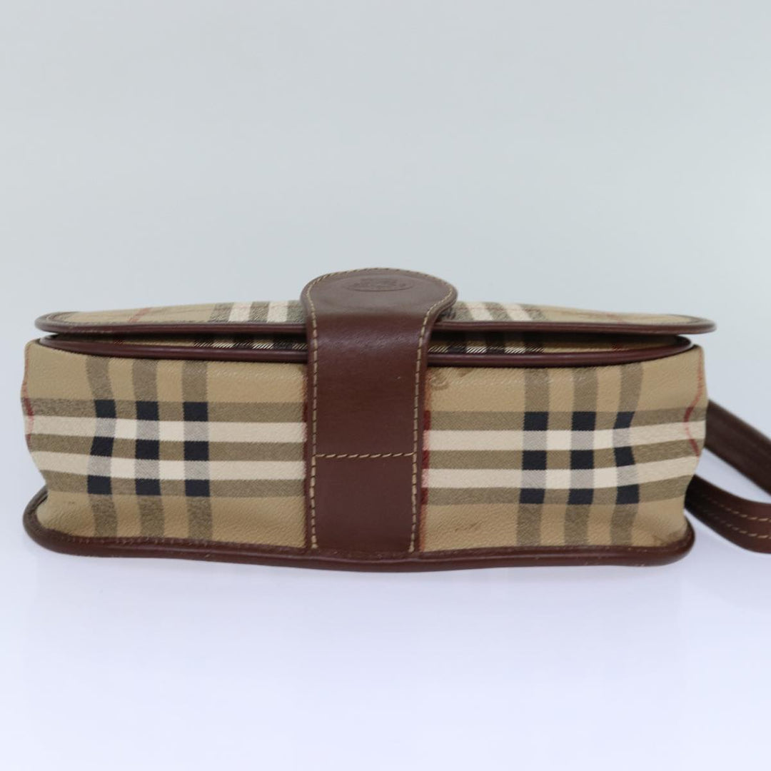BurberrySs Nova Check Shoulder Bag PVC Leather Beige Auth hk1529