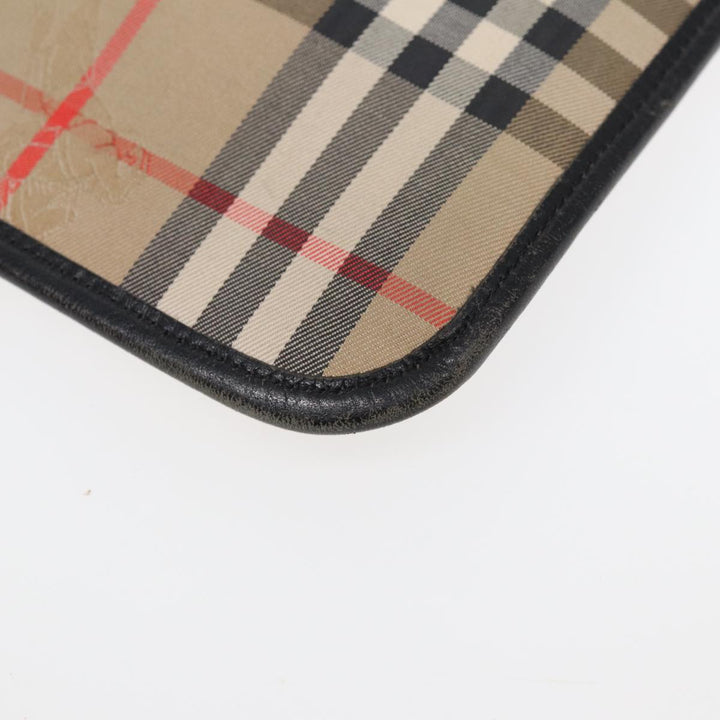 Burberry Nova Check Document Case Canvas Beige Auth HK1549