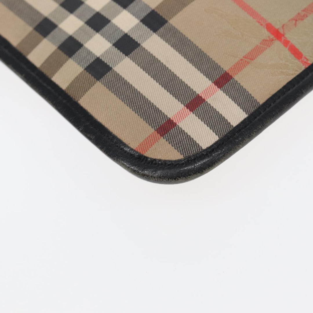 Burberry Nova Check Document Case Canvas Beige Auth HK1549