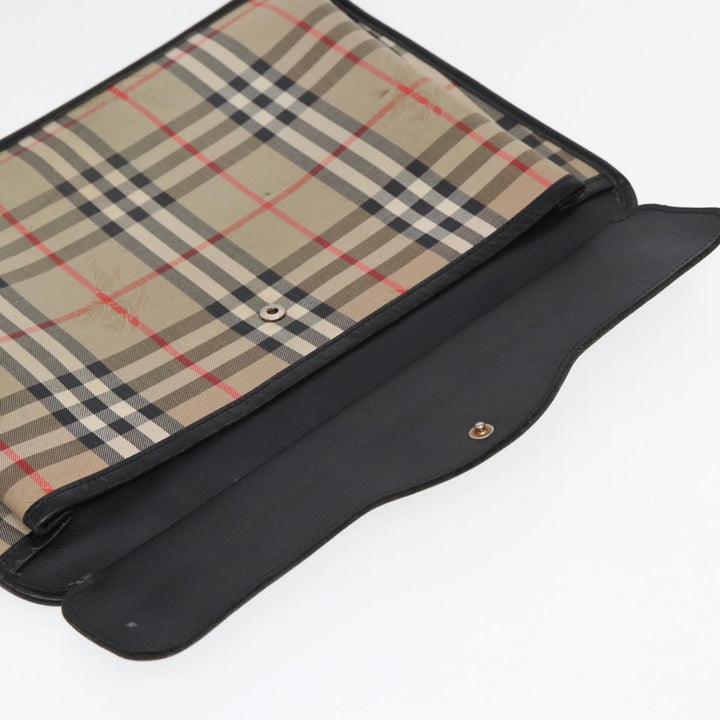 Burberry Nova Check Document Case Canvas Beige Auth HK1549