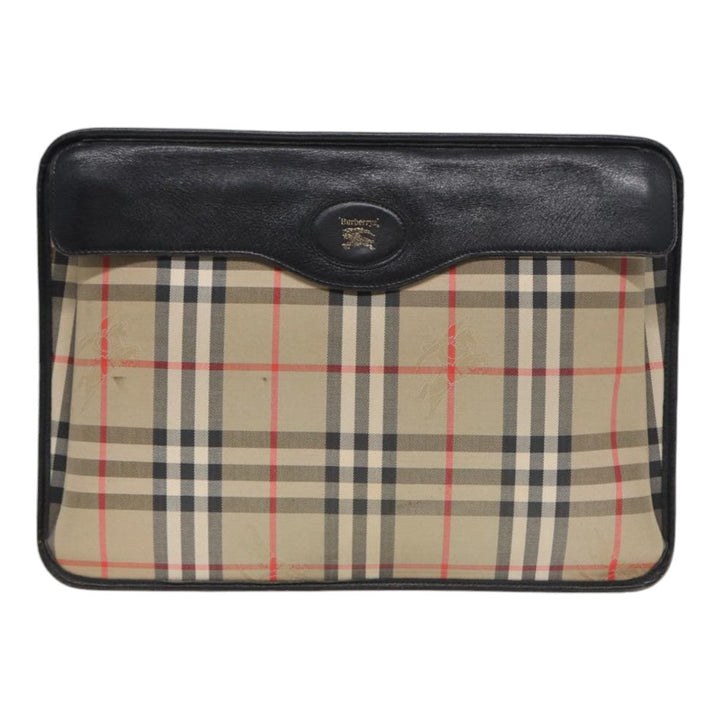 Burberry Nova Check Document Case Canvas Beige Auth HK1549