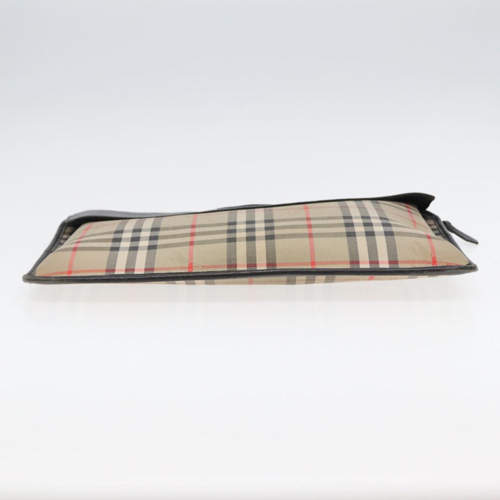 Burberry Nova Check Document Case Canvas Beige Auth HK1549