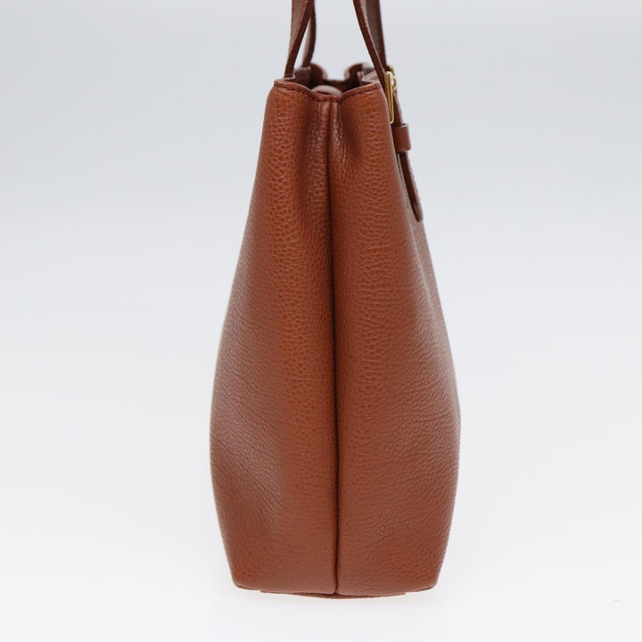 Burberry Hand Bag Leather Brown Gold Auth hk1566