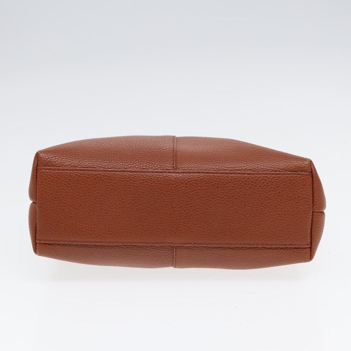 Burberry Hand Bag Leather Brown Gold Auth hk1566