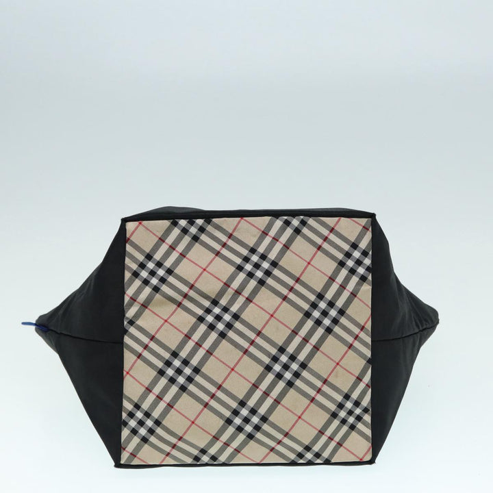 Burberry Nova Check Blue Label Hand Bag Nylon Black Beige Silver Auth hk1570