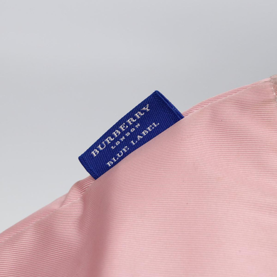 Burberry Nova Check Blue Label Hand Bag Nylon Leather Pink Silver Auth hk1571