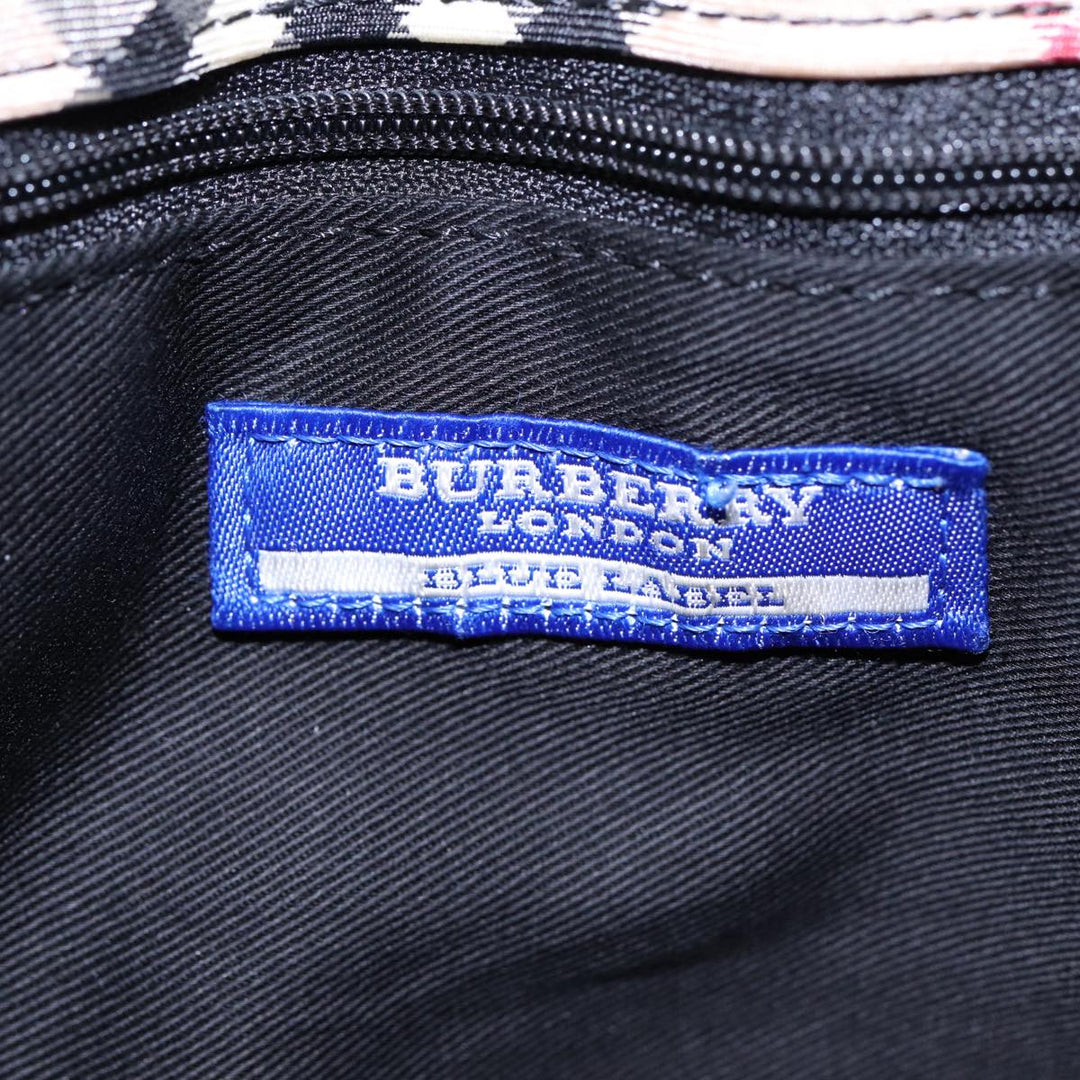 Burberry Nova Check Hand Bag Denim Nylon Navy Beige Silver Auth hk1572