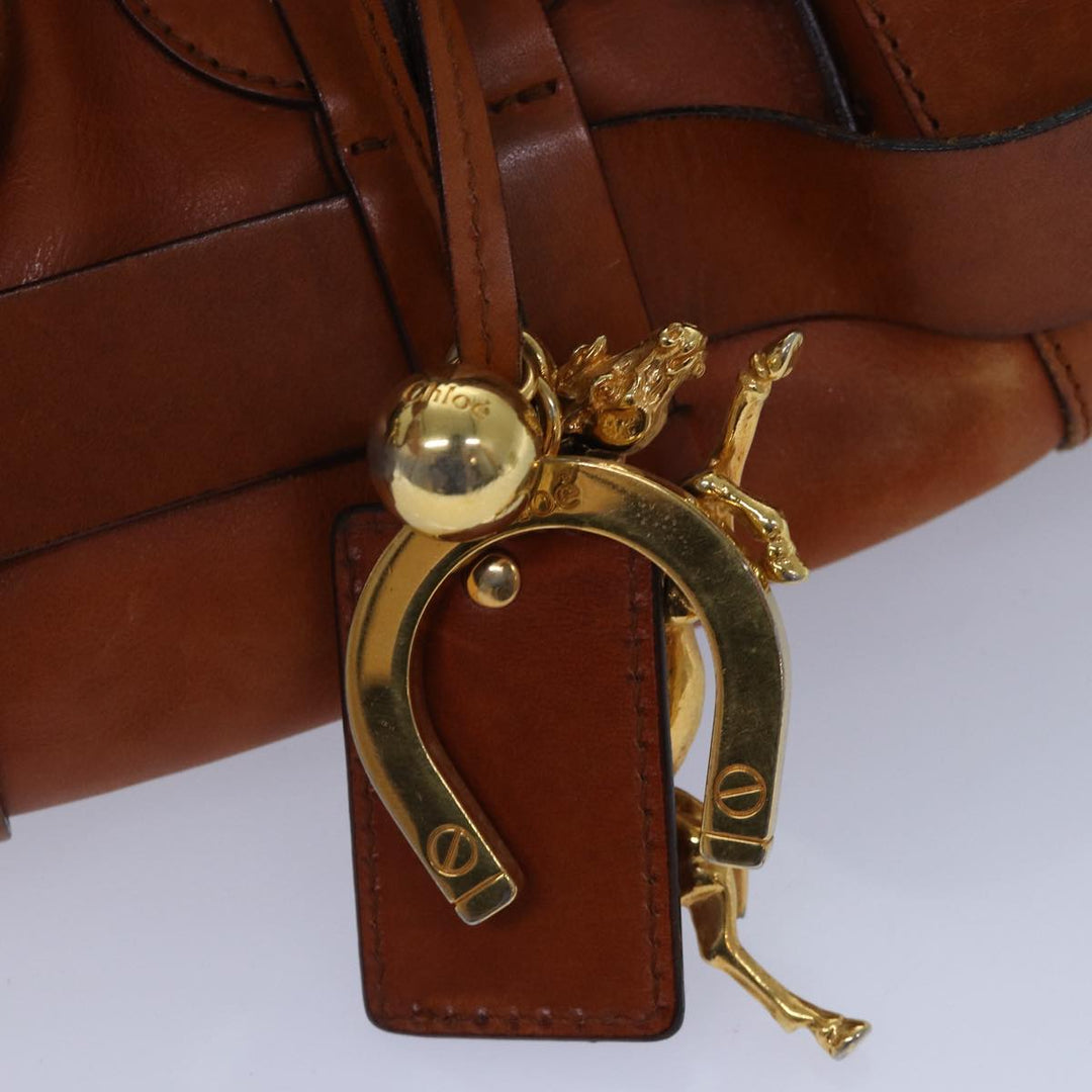 Chloe Kerala Hand Bag Leather Brown Gold hk1581