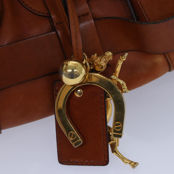 Chloe Kerala Hand Bag Leather Brown Gold hk1581