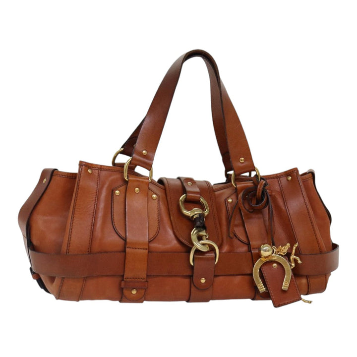Chloe Kerala Hand Bag Leather Brown Gold hk1581