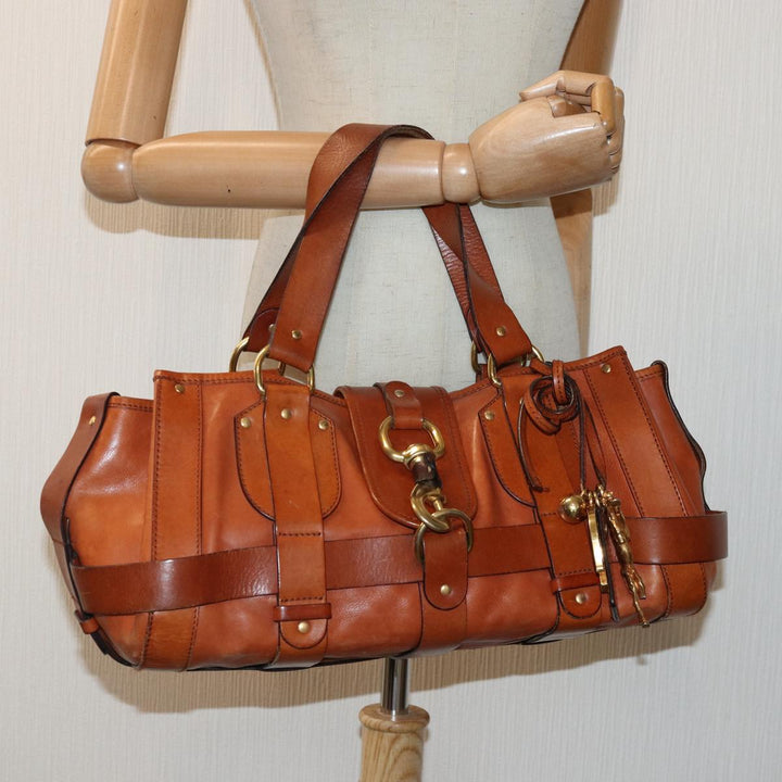 Chloe Kerala Hand Bag Leather Brown Gold hk1581