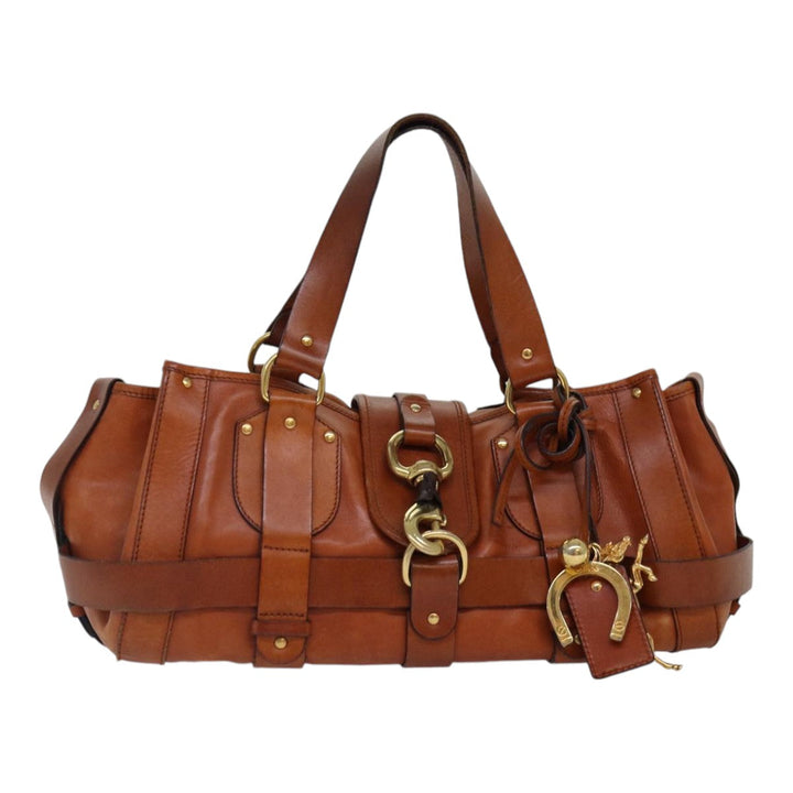Chloe Kerala Hand Bag Leather Brown Gold hk1581